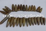 CTD2562 Top drilled 12*35mm - 15*55mm bullet agate fossil beads