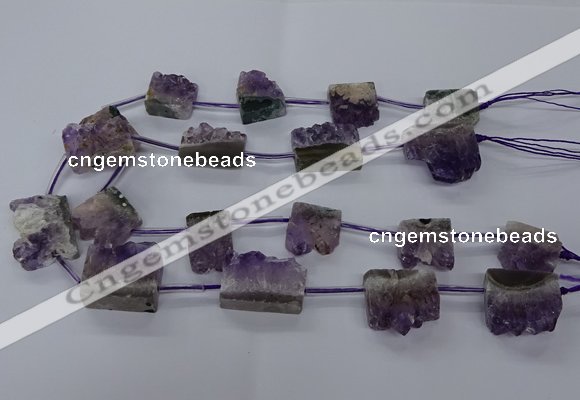 CTD2571 15.5 inches 20*22mm - 25*30mm freeform druzy amethyst beads