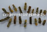 CTD2578 Top drilled 10*30mm - 10*50mm sticks plated druzy agate beads