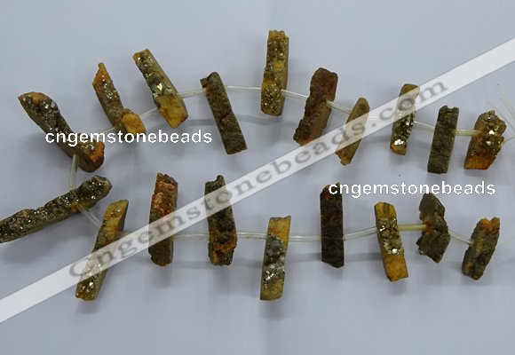 CTD2578 Top drilled 10*30mm - 10*50mm sticks plated druzy agate beads