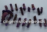 CTD2579 Top drilled 10*30mm - 10*50mm sticks plated druzy agate beads