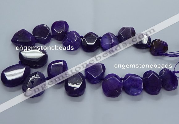 CTD2586 Top drilled 20*25mm - 30*40mm faceted freeform agate beads