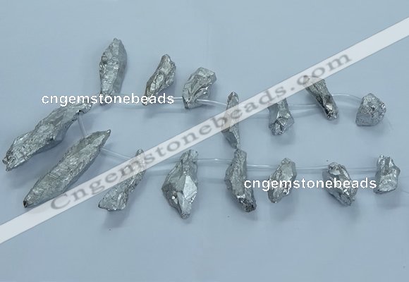 CTD2631 Top drilled 10*25mm - 20*45mm nuggets plated druzy quartz beads