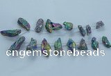 CTD2633 Top drilled 10*25mm - 20*45mm nuggets plated druzy quartz beads