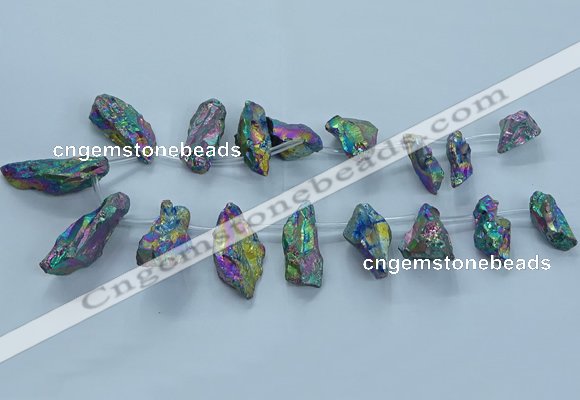 CTD2633 Top drilled 10*25mm - 20*45mm nuggets plated druzy quartz beads