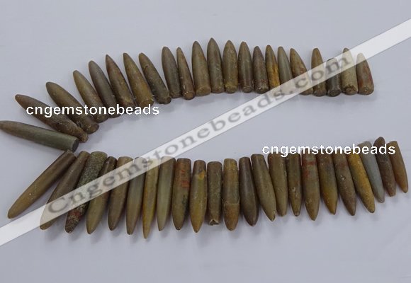 CTD2676 Top drilled 8*30mm - 12*50mm bullet agate fossil beads