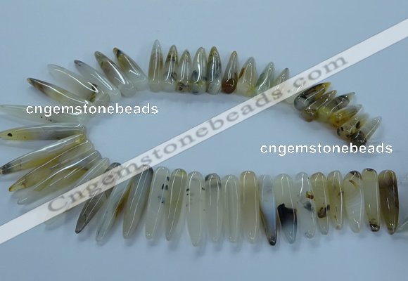 CTD2682 Top drilled 8*25mm - 10*50mm bullet montana agate beads