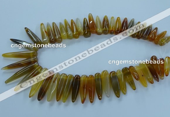 CTD2683 Top drilled 8*25mm - 10*50mm bullet agate gemstone beads