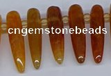 CTD2724 Top drilled 8*35mm bullet agate gemstone beads wholesale