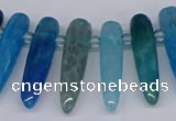 CTD2727 Top drilled 8*35mm bullet agate gemstone beads wholesale