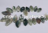 CTD2738 Top drilled 15*30mm - 25*50mm marquise moss agate beads