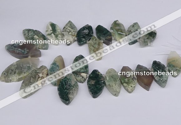 CTD2738 Top drilled 15*30mm - 25*50mm marquise moss agate beads