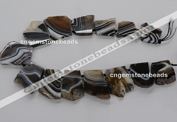 CTD2770 Top drilled 25*30mm - 35*40mm freeform line agate beads