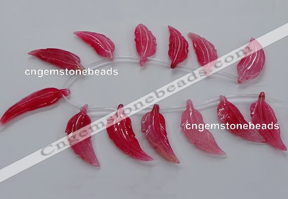 CTD2774 Top drilled 20*45mm - 25*55mm carved leaf agate beads