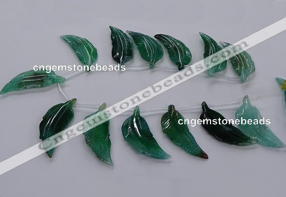 CTD2776 Top drilled 20*45mm - 25*55mm carved leaf agate beads