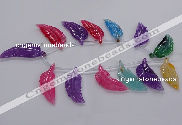 CTD2778 Top drilled 20*45mm - 25*55mm carved leaf agate beads