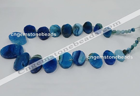 CTD2784 Top drilled 15*25mm - 25*40mm oval agate gemstone beads