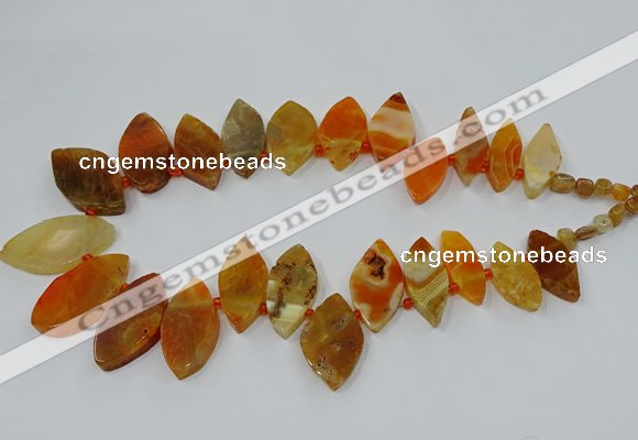 CTD2789 Top drilled 15*30mm - 25*45mm marquise agate gemstone beads