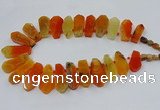 CTD2819 Top drilled 15*30mm - 18*45mm sticks agate gemstone beads