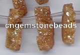 CTD2844 Top drilled 15*20mm - 18*40mm freeform plated druzy agate beads