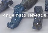 CTD2845 Top drilled 15*20mm - 18*40mm freeform plated druzy agate beads