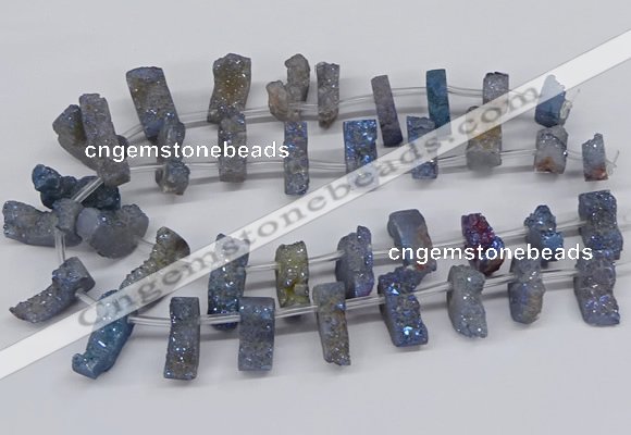 CTD2845 Top drilled 15*20mm - 18*40mm freeform plated druzy agate beads