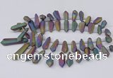 CTD2855 Top drilled 10*20mm - 15*50mm sticks plated quartz beads