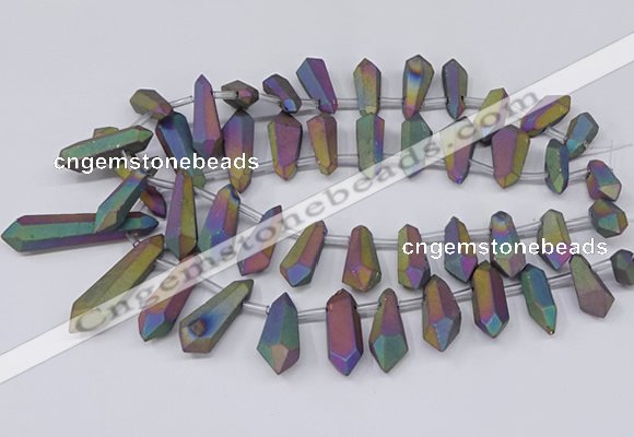 CTD2855 Top drilled 10*20mm - 15*50mm sticks plated quartz beads