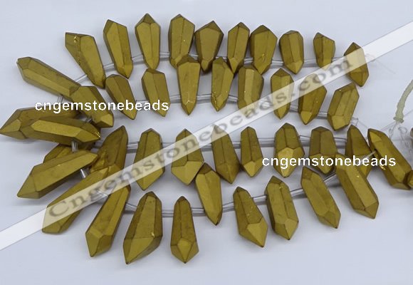 CTD2863 Top drilled 15*20mm - 22*50mm sticks plated quartz beads