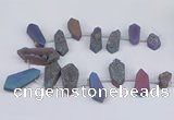 CTD2905 Top drilled 15*25mm - 25*55mm freeform plated druzy agate beads