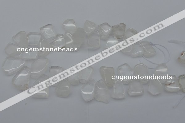 CTD300 Top drilled 15*20mm - 20*25mm freeform white crystal beads