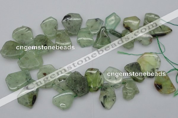 CTD305 Top drilled 15*20mm - 20*25mm freeform green rutilated quartz beads