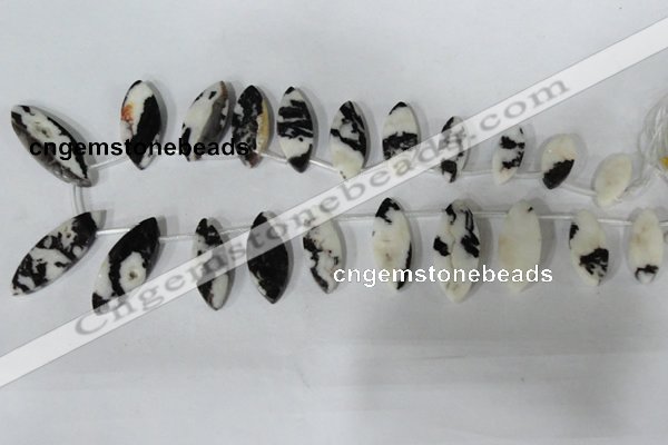 CTD31 Top drilled 10*23mm – 17*55mm marquise black & white jasper beads