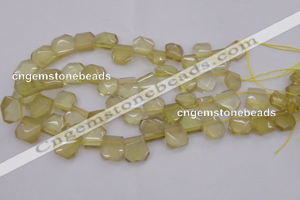 CTD312 Top drilled 15*18mm - 18*20mm faceted freeform lemon quartz beads