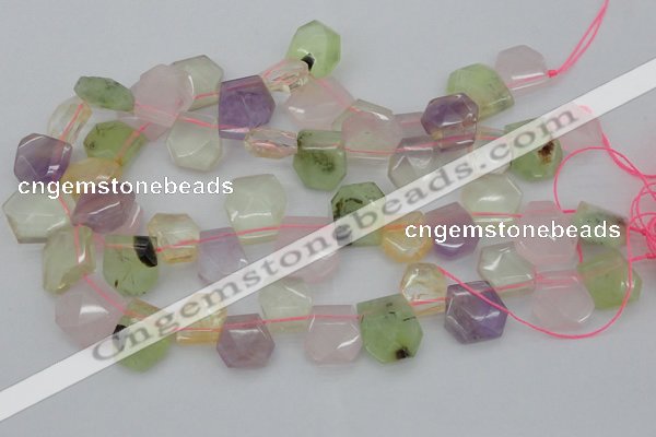 CTD317 15*18mm - 18*20mm faceted freeform multicolor quartz beads