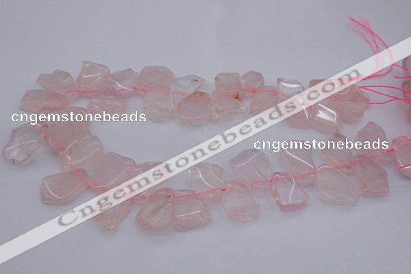 CTD320 Top drilled 15*20mm - 20*25mm freeform rose quartz beads