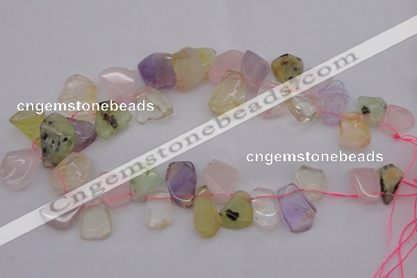 CTD321 Top drilled 15*20mm - 20*25mm freeform multicolor quartz beads