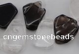 CTD322 15*20mm - 20*25mm freeform white crystal & smoky quartz beads