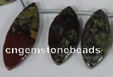 CTD33 Top drilled 10*24mm – 17*40mm marquise dragon blood jasper beads