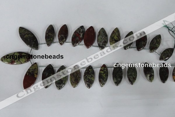 CTD33 Top drilled 10*24mm – 17*40mm marquise dragon blood jasper beads