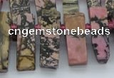 CTD3503 Top drilled 10*25mm - 10*45mm sticks rhodonite beads