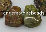 CTD3537 Top drilled 15*20mm - 25*30mm freeform green garnet beads