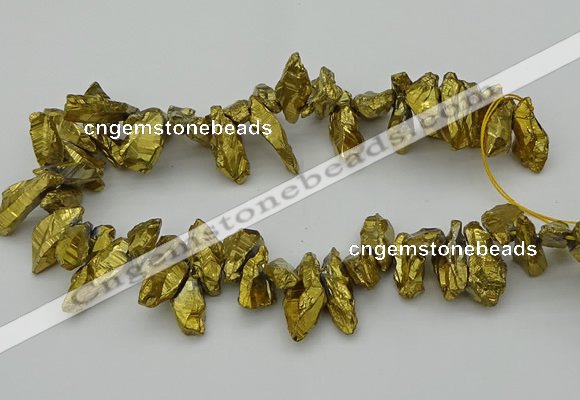 CTD3555 Top drilled 10*20mm - 12*30mm sticks plated quartz beads