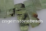 CTD357 Top drilled 10*25mm - 10*50mm wand green rutilated quartz beads