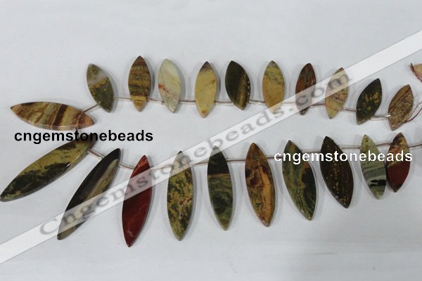CTD36 Top drilled 10*24mm – 15*50mm marquise brecciated jasper beads