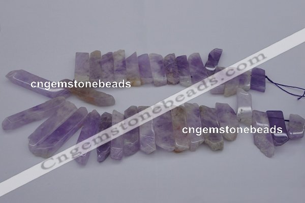 CTD362 Top drilled 10*28mm - 10*50mm wand lavender amethyst beads