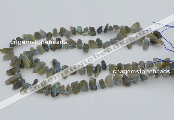 CTD3631 Top drilled 6*15mm - 10*20mm nuggets labradorite beads