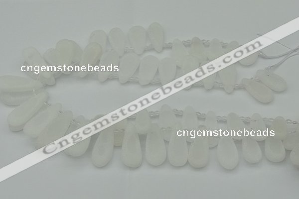 CTD3645 Top drilled 10*20mm - 15*45mm freeform matte white crystal beads