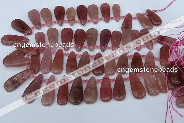 CTD3650 Top drilled 10*20mm - 15*45mm freeform strawberry quartz beads