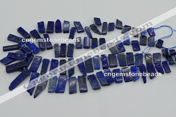 CTD3654 Top drilled 6*15mm - 10*25mm sticks lapis lazuli beads
